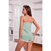 image:imageEkouaer Womens Pajama Sets Soft Lingerie Sleepwear 2 Piece Cami Shorts Set V Neck Pj Lace NightwearGreen