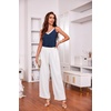 image:imageEkouaer Womens Pajama Sets Soft Lingerie Sleepwear 2 Piece Cami Shorts Set V Neck Pj Lace NightwearNavy Blue