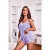 image:imageEkouaer Womens Pajama Sets Soft Lingerie Sleepwear 2 Piece Cami Shorts Set V Neck Pj Lace NightwearPurple