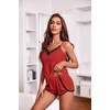 image:imageEkouaer Womens Pajama Sets Soft Lingerie Sleepwear 2 Piece Cami Shorts Set V Neck Pj Lace NightwearRed