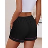 image:imageEkouaer Womens Pajama Shorts Casual Summer Sleep Shorts Cute Printed Lounge Pj Bottoms with Drawstring amp PocketsBlack