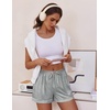 image:imageEkouaer Womens Pajama Shorts Casual Summer Sleep Shorts Cute Printed Lounge Pj Bottoms with Drawstring amp PocketsGrey Strip