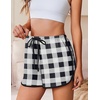 image:imageEkouaer Womens Pajama Shorts Elastic Waist Sleep Shorts Stylish Lounge Shorts Casual Comfy Sweat ShortsBlack White Plaid