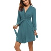 image:imageEkouaer Womens Robe Lightweight Cotton Robes Short Knit Bathrobe Soft Ladies Sleepwear with Pockets04blue Green