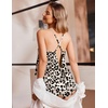 image:imageEkouaer Womens Satin Pajama Set Backless Cami Top and Shorts Soft Pjs Set for Lounging or SleepwearBlack and Brown Leopard