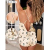 image:imageEkouaer Womens Satin Pajama Set Backless Cami Top and Shorts Soft Pjs Set for Lounging or SleepwearButterfly Print
