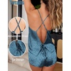 image:imageEkouaer Womens Satin Pajama Set Backless Cami Top and Shorts Soft Pjs Set for Lounging or SleepwearDark Blue Leopard