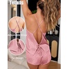 image:imageEkouaer Womens Satin Pajama Set Backless Cami Top and Shorts Soft Pjs Set for Lounging or SleepwearDusty Pink Leopard