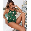 image:imageEkouaer Womens Satin Pajama Set Backless Cami Top and Shorts Soft Pjs Set for Lounging or SleepwearGreen Christmas
