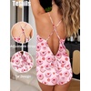 image:imageEkouaer Womens Satin Pajama Set Backless Cami Top and Shorts Soft Pjs Set for Lounging or SleepwearHeartshaped Cake