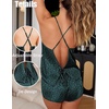image:imageEkouaer Womens Satin Pajama Set Backless Cami Top and Shorts Soft Pjs Set for Lounging or SleepwearLake Blue Leopard