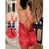 image:imageEkouaer Womens Satin Pajama Set Backless Cami Top and Shorts Soft Pjs Set for Lounging or SleepwearRed Leopard