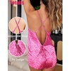 image:imageEkouaer Womens Satin Pajama Set Backless Cami Top and Shorts Soft Pjs Set for Lounging or SleepwearRose Leopard