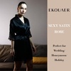 image:imageEkouaer Womens Satin Robes Sexy Lace Cami Nightwear Silk Bridesmaid Lingerie Kimono 34 Sleeve SleepwearBlack