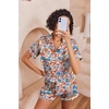 image:imageEkouaer Womens Silk Pajama Sets Button Up Satin Pjs Short Sleeve 2 Piece Pj Sets Cute Lounge Sets with Chest PocketBloom Little Flower