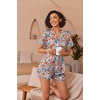 image:imageEkouaer Womens Silk Pajama Sets Button Up Satin Pjs Short Sleeve 2 Piece Pj Sets Cute Lounge Sets with Chest PocketBloom Little Flower