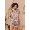 image:imageEkouaer Womens Silk Pajama Sets Button Up Satin Pjs Short Sleeve 2 Piece Pj Sets Cute Lounge Sets with Chest PocketBloom Little Flower