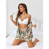 image:imageEkouaer Womens Silk Pajama Sets Button Up Satin Pjs Short Sleeve 2 Piece Pj Sets Cute Lounge Sets with Chest PocketChrysanthemum