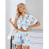 image:imageEkouaer Womens Silk Pajama Sets Button Up Satin Pjs Short Sleeve 2 Piece Pj Sets Cute Lounge Sets with Chest PocketDogs