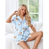 image:imageEkouaer Womens Silk Pajama Sets Button Up Satin Pjs Short Sleeve 2 Piece Pj Sets Cute Lounge Sets with Chest PocketDogs
