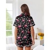 image:imageEkouaer Womens Silk Pajama Sets Button Up Satin Pjs Short Sleeve 2 Piece Pj Sets Cute Lounge Sets with Chest PocketFlamingo