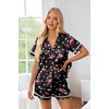 image:imageEkouaer Womens Silk Pajama Sets Button Up Satin Pjs Short Sleeve 2 Piece Pj Sets Cute Lounge Sets with Chest PocketFlamingo
