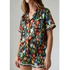 image:imageEkouaer Womens Silk Pajama Sets Button Up Satin Pjs Short Sleeve 2 Piece Pj Sets Cute Lounge Sets with Chest PocketFlowers