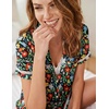 image:imageEkouaer Womens Silk Pajama Sets Button Up Satin Pjs Short Sleeve 2 Piece Pj Sets Cute Lounge Sets with Chest PocketFlowers