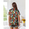 image:imageEkouaer Womens Silk Pajama Sets Button Up Satin Pjs Short Sleeve 2 Piece Pj Sets Cute Lounge Sets with Chest PocketFlowers
