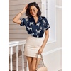 image:imageEkouaer Womens Silk Pajama Sets Button Up Satin Pjs Short Sleeve 2 Piece Pj Sets Cute Lounge Sets with Chest PocketNavy Blue Zebra