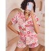 image:imageEkouaer Womens Silk Pajama Sets Button Up Satin Pjs Short Sleeve 2 Piece Pj Sets Cute Lounge Sets with Chest PocketPink Alphabet