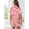 image:imageEkouaer Womens Silk Pajama Sets Button Up Satin Pjs Short Sleeve 2 Piece Pj Sets Cute Lounge Sets with Chest PocketPink Alphabet