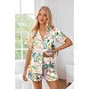 image:imageEkouaer Womens Silk Pajama Sets Button Up Satin Pjs Short Sleeve 2 Piece Pj Sets Cute Lounge Sets with Chest PocketPink Forest