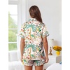 image:imageEkouaer Womens Silk Pajama Sets Button Up Satin Pjs Short Sleeve 2 Piece Pj Sets Cute Lounge Sets with Chest PocketPink Forest