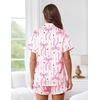 image:imageEkouaer Womens Silk Pajama Sets Button Up Satin Pjs Short Sleeve 2 Piece Pj Sets Cute Lounge Sets with Chest PocketPink Hearts Bow