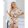 image:imageEkouaer Womens Silk Pajama Sets Button Up Satin Pjs Short Sleeve 2 Piece Pj Sets Cute Lounge Sets with Chest PocketPink Leopard