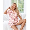 image:imageEkouaer Womens Silk Pajama Sets Button Up Satin Pjs Short Sleeve 2 Piece Pj Sets Cute Lounge Sets with Chest PocketWestern Pink