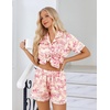 image:imageEkouaer Womens Silk Pajama Sets Button Up Satin Pjs Short Sleeve 2 Piece Pj Sets Cute Lounge Sets with Chest PocketWestern Pink