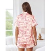 image:imageEkouaer Womens Silk Pajama Sets Button Up Satin Pjs Short Sleeve 2 Piece Pj Sets Cute Lounge Sets with Chest PocketWestern Pink
