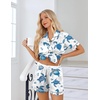 image:imageEkouaer Womens Silk Pajama Sets Button Up Satin Pjs Short Sleeve 2 Piece Pj Sets Cute Lounge Sets with Chest PocketWhite Sea Turtles