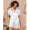 image:imageEkouaer Womens Silk Pajama Sets Button Up Satin Pjs Short Sleeve 2 Piece Pj Sets Cute Lounge Sets with Chest PocketWhite Shells