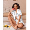 image:imageEkouaer Womens Silk Pajama Sets Button Up Satin Pjs Short Sleeve 2 Piece Pj Sets Cute Lounge Sets with Chest PocketWhite Shells
