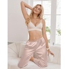 image:imageEkouaer Womens Silk Satin Pajama Pants Wide Leg Lounge Pants for Women Elastic Waist Pj Bottoms with Side PocketsChampagne