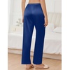 image:imageEkouaer Womens Silk Satin Pajama Pants Wide Leg Lounge Pants for Women Elastic Waist Pj Bottoms with Side PocketsNavy Blue