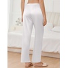 image:imageEkouaer Womens Silk Satin Pajama Pants Wide Leg Lounge Pants for Women Elastic Waist Pj Bottoms with Side PocketsWhite