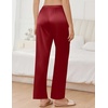 image:imageEkouaer Womens Silk Satin Pajama Pants Wide Leg Lounge Pants for Women Elastic Waist Pj Bottoms with Side PocketsWine Red
