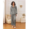 image:imageEkouaer Womens Silk Satin Pajama Sets 2 Piece Sleepwear Pjs Set Long Sleeve Button Down Top and Pants Stripe Loungewear SXXLBlack Champagne Stripe