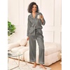 image:imageEkouaer Womens Silk Satin Pajama Sets 2 Piece Sleepwear Pjs Set Long Sleeve Button Down Top and Pants Stripe Loungewear SXXLBlack Champagne Stripe