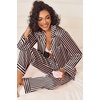 image:imageEkouaer Womens Silk Satin Pajama Sets 2 Piece Sleepwear Pjs Set Long Sleeve Button Down Top and Pants Stripe Loungewear SXXLBlack Pink Stripe