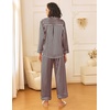 image:imageEkouaer Womens Silk Satin Pajama Sets 2 Piece Sleepwear Pjs Set Long Sleeve Button Down Top and Pants Stripe Loungewear SXXLBlack Pink Stripe